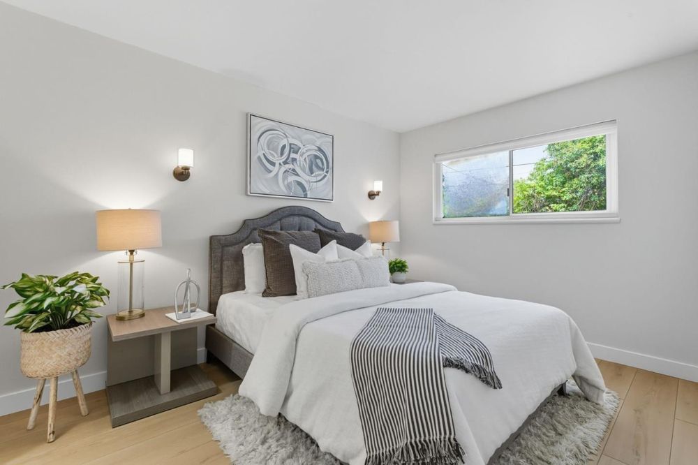 Staged primary bedroom